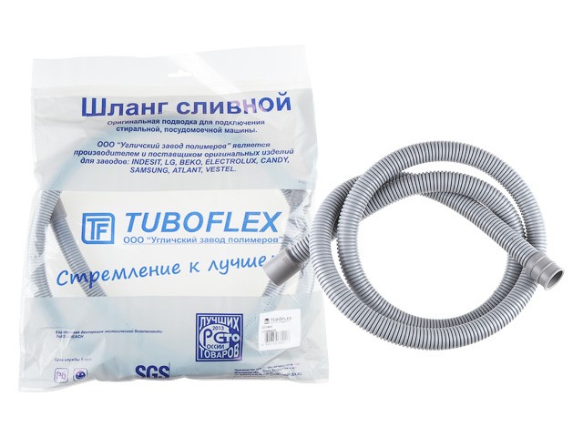 Шланг сливной М для стиральной машины в упаковке (евро слот) 3,0 м, TUBOFLEX (TBF2030)