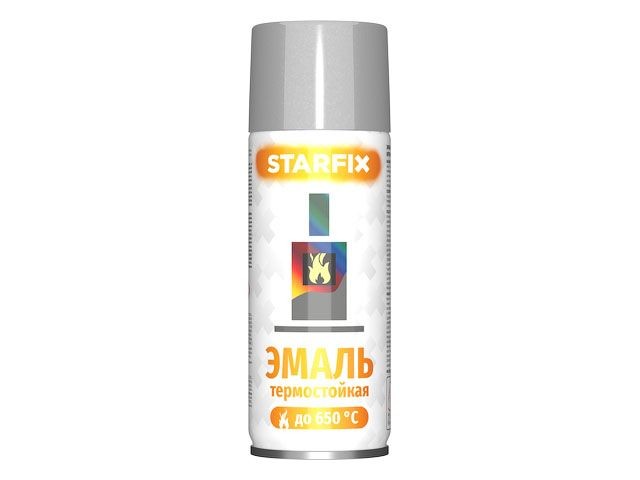 Краска-эмаль аэроз. термостойкая силиконовая серебристый STARFIX 520мл (SM-39874-1)