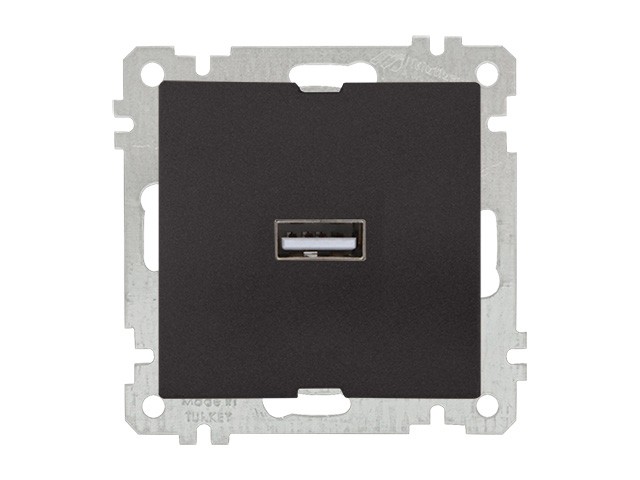 Розетка 1-ая USB (скрытая, без рамки) черная, DARIA, MUTLUSAN (USB-заряд , 5V-2.1A) (2100 448 0184)