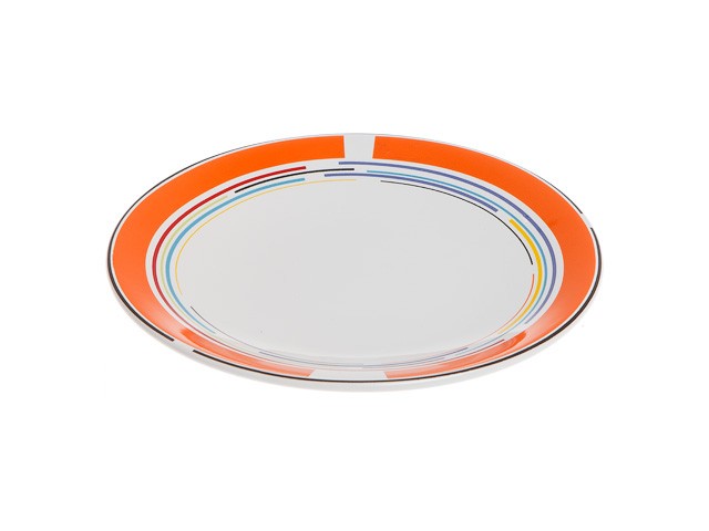 Тарелка десертная керамическая, 199 мм, круглая, серия Самсун, оранжевая полоска, PERFECTO LINEA (Супер цена!) (16-995200)