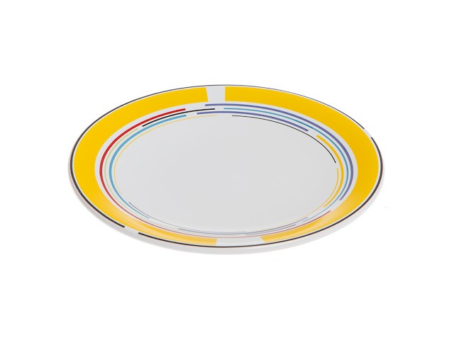 Тарелка десертная керамическая, 199 мм, круглая, серия Самсун, желтая полоска, PERFECTO LINEA (Супер цена!) (16-995117)