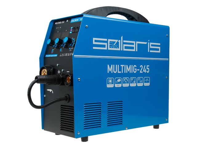 Полуавтомат сварочный Solaris MULTIMIG-245 (MIG/MMA/TIG) (220В; евроразъем; горелка 3м; смена полярности) (SOLARIS)
