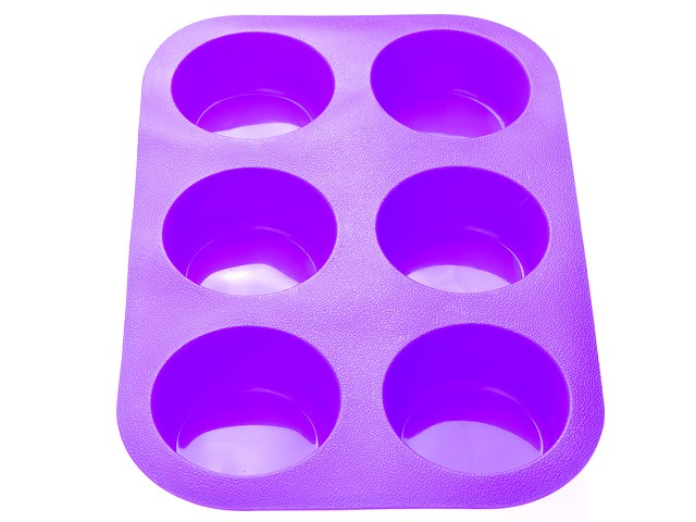 Форма для выпечки, силиконовая, прямоугольная на 6 кексов, 26 х 17.5 х 3 см, фиолет., PERFECTO LINEA (20-000411)