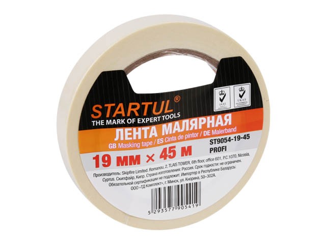 Лента малярная 19ммх45м STARTUL PROFI (ST9054-19-45), белая (производство РФ)