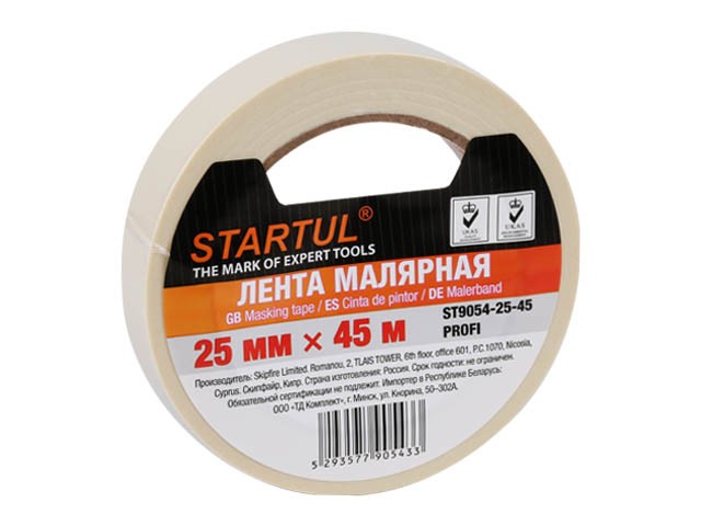 Лента малярная 25ммх45м STARTUL PROFI (ST9054-25-45), белая (производство РФ)