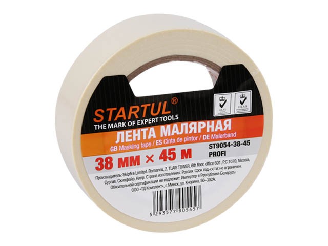 Лента малярная 38ммх45м STARTUL PROFI (ST9054-38-45), белая (производство РФ)