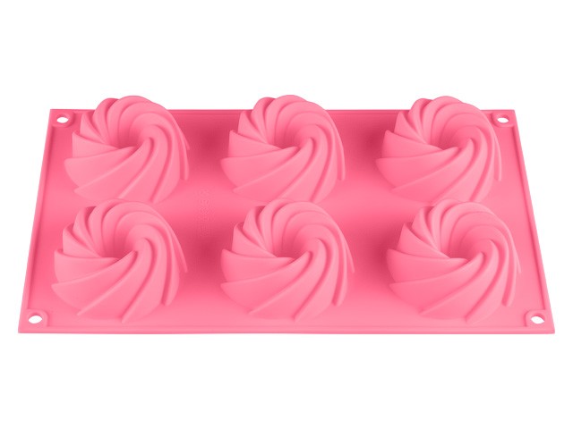 Форма для выпечки, силиконовая, прямоугольная на 6 кексов, 29.2 х 17.3 х 3.5 см, роз.,PERFECTO LINEA (20-105227)