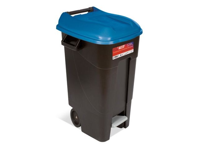 Контейнер для мусора пластик. 120л с педалью (синяя крышка) TAYG (423024)