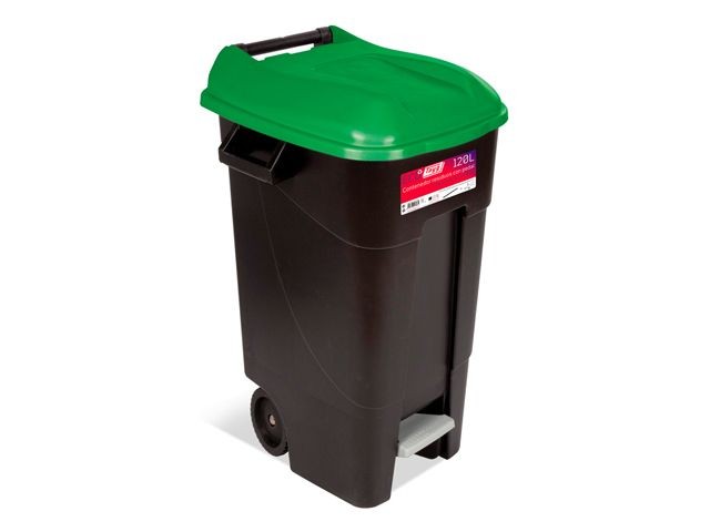 Контейнер для мусора пластик. 120л с педалью (зелен. крышка) TAYG (423031)