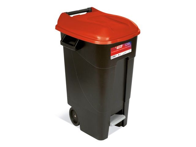 Контейнер для мусора пластик. 120л с педалью (красн. крышка) TAYG (423109)