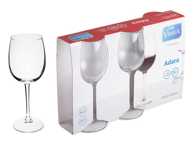 Набор бокалов для вина, 3 шт., 300 мл, 202х75 мм, серия Adara, VINTIA (V053040)