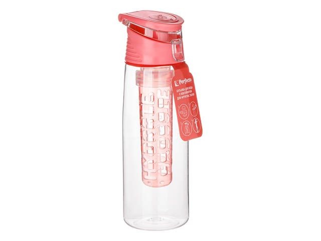 Бутылка для воды с контейнером д/фруктов, 750 мл, нежно-розовая, PERFECTO LINEA (спорт, развлечение, ЗОЖ) (34-758075)