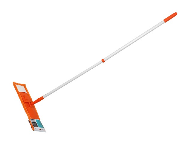 Швабра для пола с насадкой из микрофибры, оранжевая, PERFECTO LINEA (Телескопическая рукоятка 67-120 см) (43-392014)