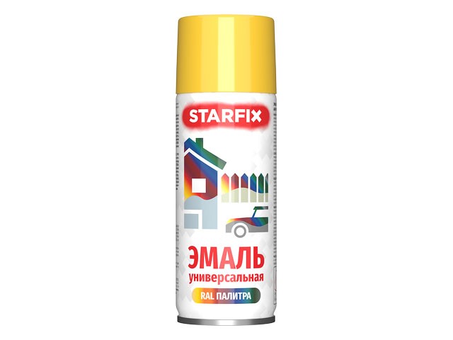 Краска-эмаль аэроз. универсальная желтый STARFIX 520мл (1018) (Цвет желтый) (SM-95046-1)
