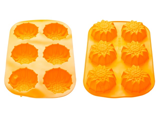 Форма для выпечки, силиконовая, прямоугольная на 6 кексов, 27.5 х 18 х 3 см, оранж., PERFECTO LINEA (20-000614)