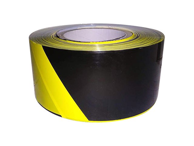 Лента оградительная 75ммх250м ZOOM, черно-желтая (35 мкм полипропиленовая пленка) (02-5-5-005)