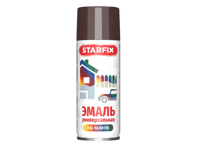 Краска-эмаль аэроз. универсальная шоколадный STARFIX 520мл (8017) (Цвет шоколадный) (SM-102045-1)