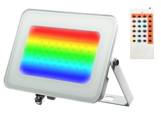 Прожектор светодиодный PFL -RGB-WH  30w  IP65Jazzway драйвер в комплекте (Цветной+ пульт в комплекте, угол освещения 100с) (5012103) (JAZZWAY)