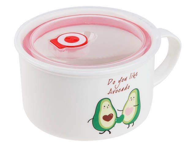 Кружка для супа с крышкой с паровыпуском,  900 мл, керамическая, AVOCADO, PERFECTO LINEA (17-900170)
