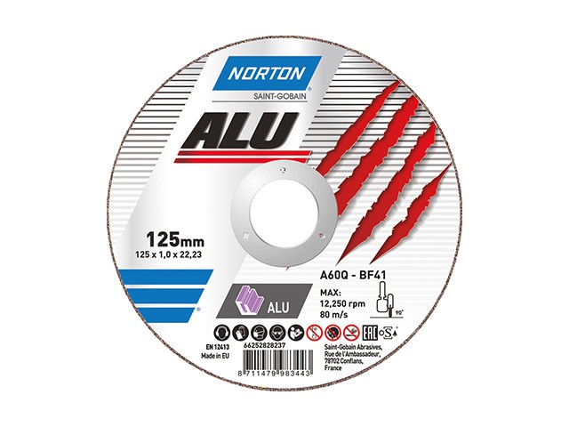 Круг отрезной 125х1.6x22.2 мм для алюминия ALU NORTON (Для алюминия и цветных металлов) (66252828234)