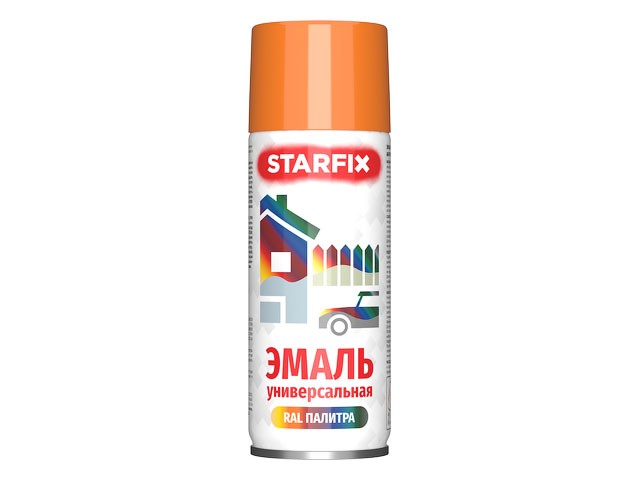 Краска-эмаль аэроз. универсальная оранжевый STARFIX 520мл (2004) (Цвет оранжевый) (SM-96032-1)
