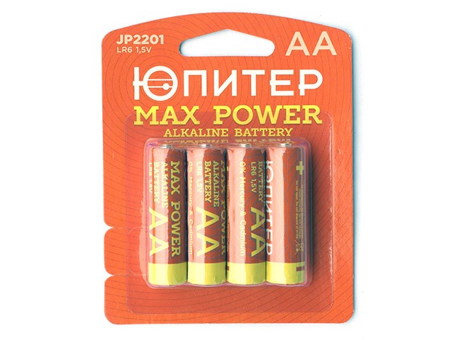 Батарейка AA LR6 1,5V alkaline 4шт. ЮПИТЕР MAX POWER (JP2201)