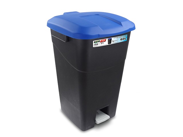 Контейнер для мусора пластик. 60л с педалью (синяя крышка) (431029) (TAYG)
