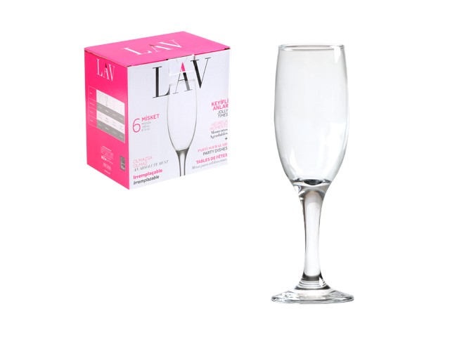 Набор бокалов для шампанского, 6 шт., 190 мл, серия Misket, LAV (так же используется в HoReCa) (LV-MIS535F)