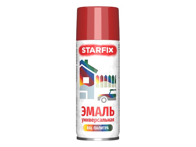 Краска-эмаль аэроз. универсальная красный огонь STARFIX 520мл (3000) (Цвет красный огонь) (SM-97028-1)