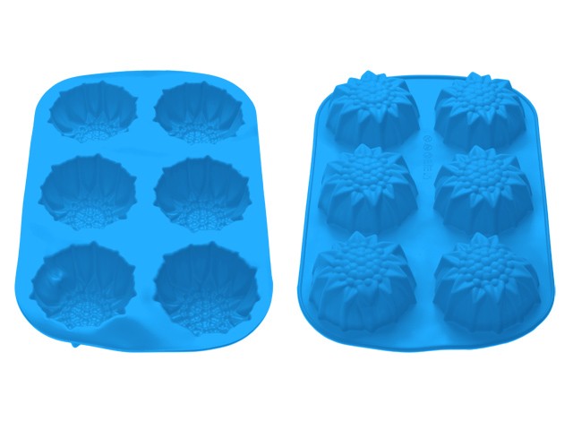 Форма для выпечки, силиконовая, прямоугольная на 6 кексов, 27.5 х 18 х 3 см, голубая, PERFECTO LINEA (20-000612)