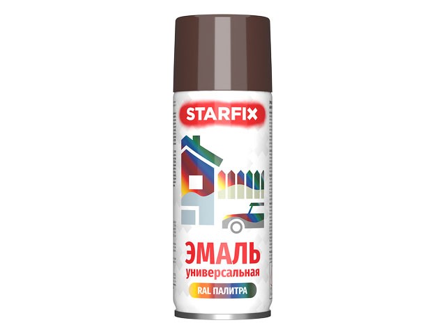 Краска-эмаль аэроз. универсальная коричневый STARFIX 520мл (8016) (Цвет коричневый) (SM-102044-1)