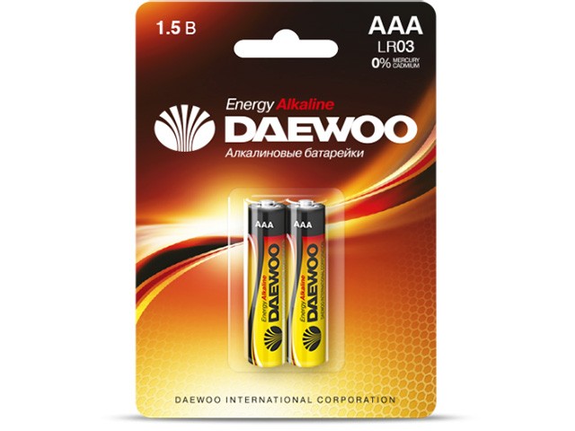 Батарейка AAA LR03 1,5V alkaline BL-2шт DAEWOO ENERGY (1030375)