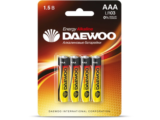 Батарейка AAA LR03 1,5V alkaline BL-4шт DAEWOO ENERGY (1030399)