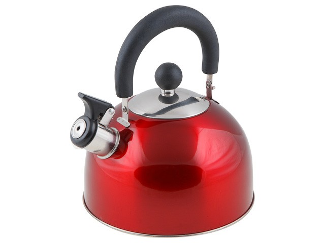 Чайник со свистком, нержавеющая сталь, 2.15 л, серия Holiday, красный металлик, PERFECTO LINEA (диаметр 19 см, высота 16 см, общий объем изделия 2,5л)