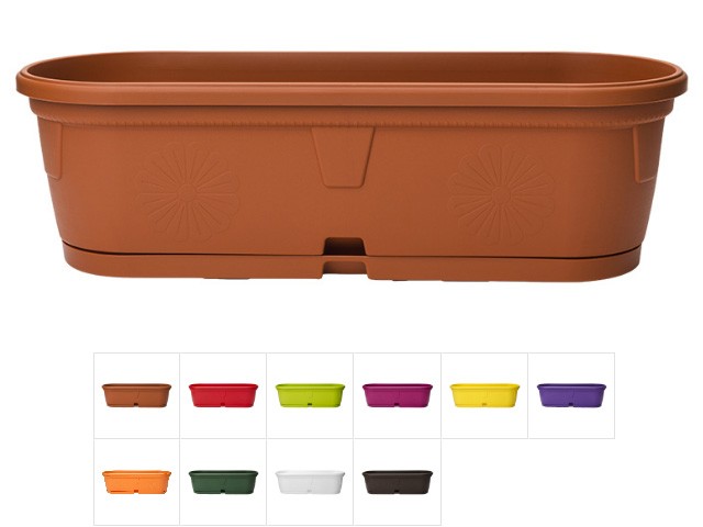 Ящик балконный для цветов Gerber (Гербера) 50x15 см с поддоном, DRINA (цвета в ассортименте) (10017)