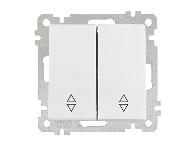 Выключатель проходной 2-клав. (скрытый, без рамки, пруж. зажим) белый, DARIA, MUTLUSAN (10 A, 250 V, IP 20) (2100 404 0101)
