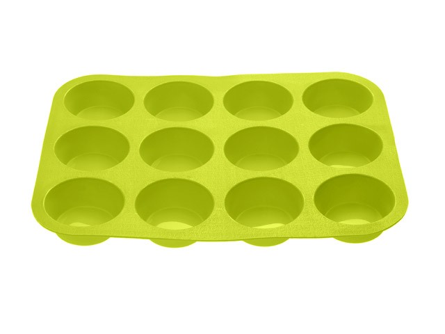 Форма для выпечки, силиконовая, прямоугольная на 12 кексов, 33 х 25 х 3 см, зеленая, PERFECTO LINEA (20-018713)