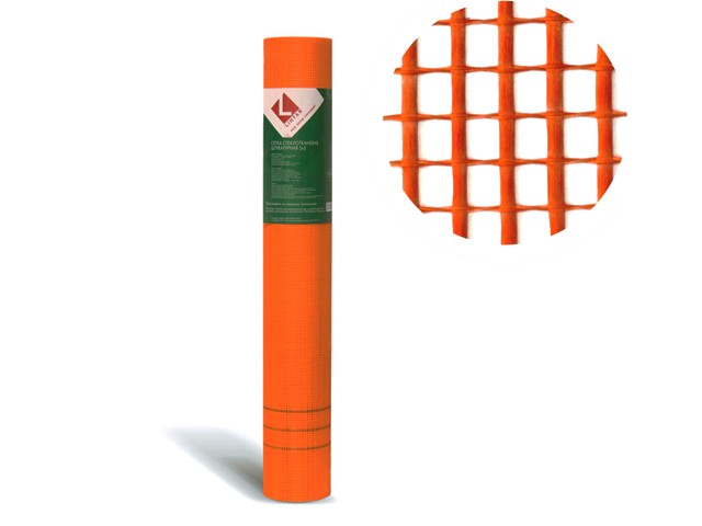 Стеклосетка штукатурная 5х5, 1мх50м, 160, оранжевая, DIY (разрывная нагрузка 1300Н/м2) (4814273000744) (ЮО)