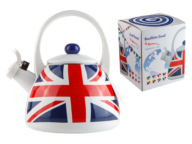Чайник стальной эмалированный, 2.0 л, серия UK Flags (Британские флаги), GEIST (подходит для всех типов плит, включая индукцию) (21340)