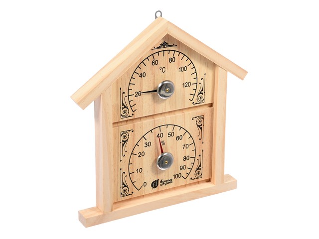 Термометр с гигрометром Банная станция "Домик" 23,6х22х2,5 см для бани и сауны, "Банные штучки" (18023) (БАННЫЕ ШТУЧКИ)