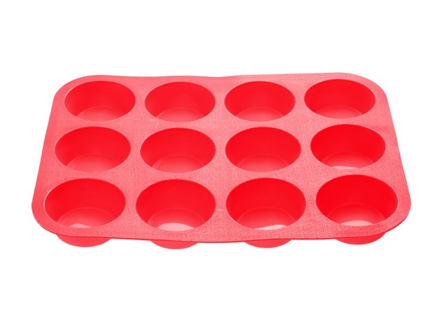 Форма для выпечки, силиконовая, прямоугольная на 12 кексов, 33 х 25 х 3 см, красная, PERFECTO LINEA (20-018715)