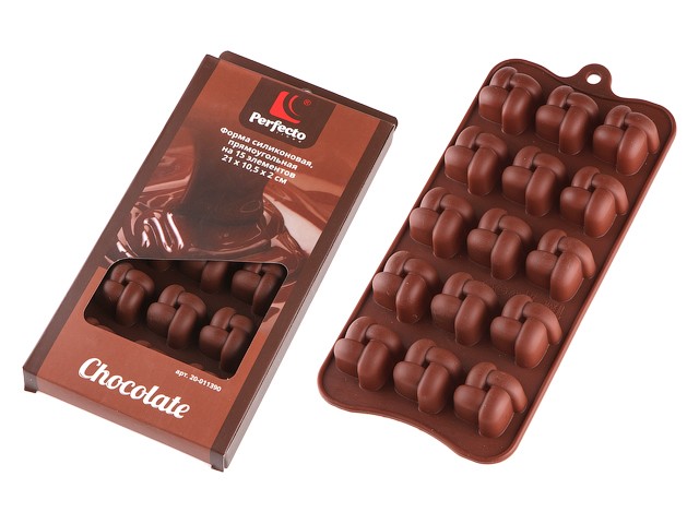 Форма силиконовая, прямоугольная на 15 элементов, 21 х 10.5 х 2 см, PERFECTO LINEA (Супер цена! форма для шоколадных конфет и леденцов) (20-011390)