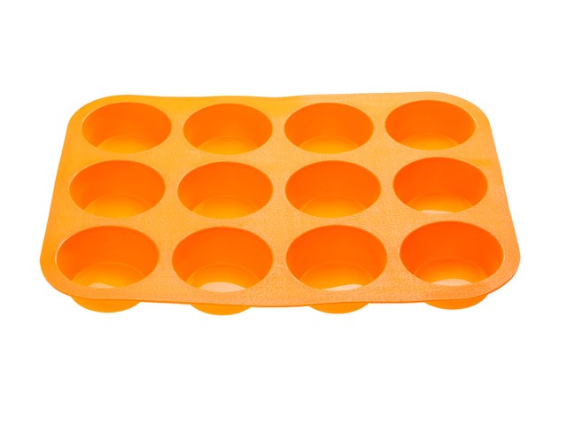 Форма для выпечки, силиконовая, прямоугольная на 12 кексов, 33 х 25 х 3 см, оранж., PERFECTO LINEA (20-018714)