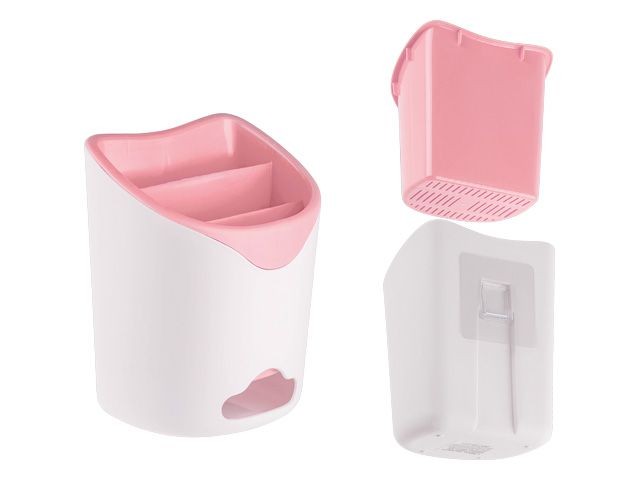 Подставка для столовых приборов, бело-розовая, PERFECTO LINEA (34-118161)