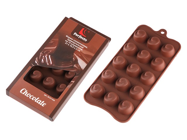 Форма силиконовая, прямоугольная на 15 элементов, 21 х 10.5 х 2 см, PERFECTO LINEA (Супер цена! форма для шоколадных конфет и леденцов) (20-011420)