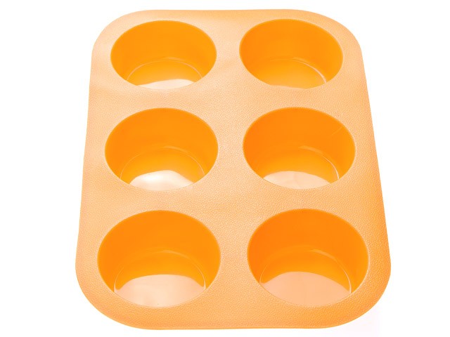 Форма для выпечки, силиконовая, прямоугольная на 6 кексов, 26 х 17.5 х 3 см, оранж., PERFECTO LINEA (20-000414)