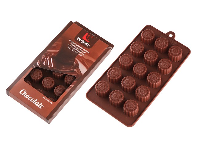 Форма силиконовая, прямоугольная на 15 элементов, 22 х 11.2 х 2 см, PERFECTO LINEA (Супер цена! форма для шоколадных конфет и леденцов) (20-011980)