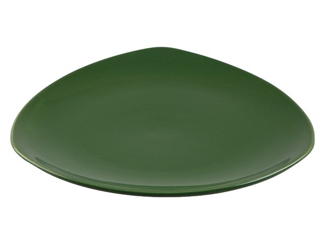 Тарелка обеденная керамическая, 270 мм, треугольная, серия Трабзон, зеленая, PERFECTO LINEA (Супер цена!) (16-327309)