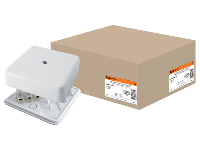 Коробка распаячная КР 75х75х20 ОП с клем. колодкой белая IP40 TDM (SQ1401-0204)