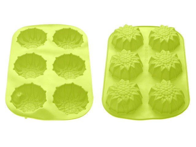 Форма для выпечки, силиконовая, прямоугольная на 6 кексов, 27.5 х 18 х 3 см, зеленая, PERFECTO LINEA (20-000613)